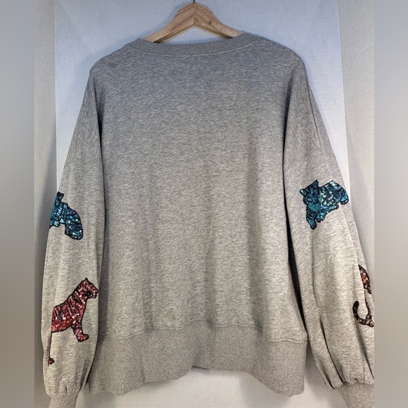 PEACH LOVE CALIFORNIA, MULTI COLOR SEQUINS TIGER DETAIL SWEATSHIRT- O/S Sz.SMALL - Picture 2 of 13